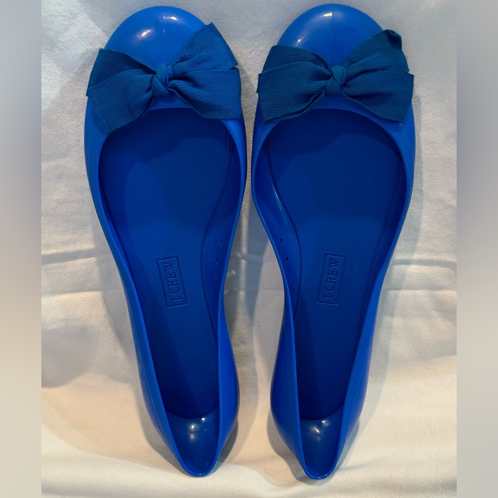 J. Crew Rainy Day Blue Flats with Bow